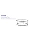 Merrick Lane Newbury Glass Coffee Table with Round Matte Gold Frame and Vertical Legs
